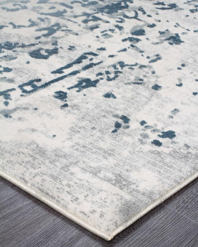 Kendra Casper Distressed Modern Rug Blue Grey White