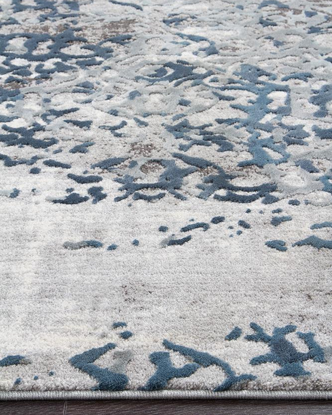 Kendra Casper Distressed Modern Rug Blue Grey White