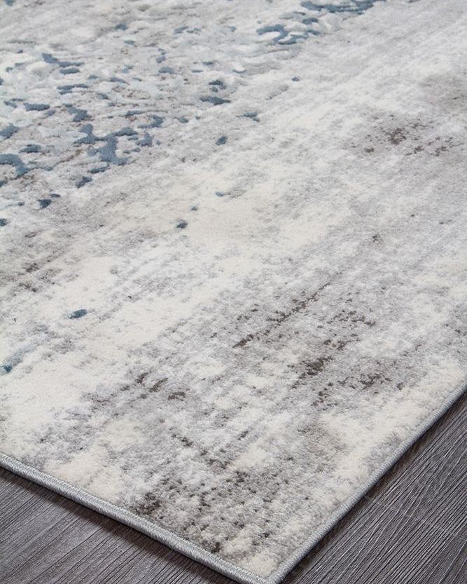 Kendra Farah Distressed Contemporary Rug White Blue Grey