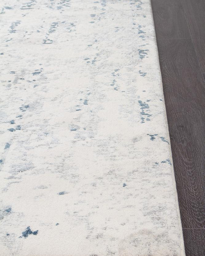 Kendra Farah Distressed Contemporary Rug White Blue Grey