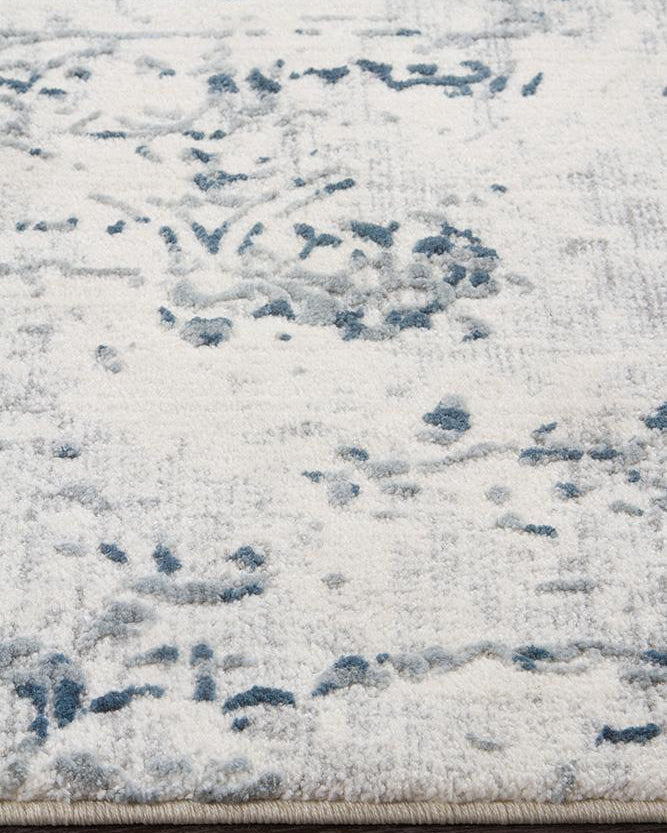 Kendra Farah Distressed Contemporary Rug White Blue Grey