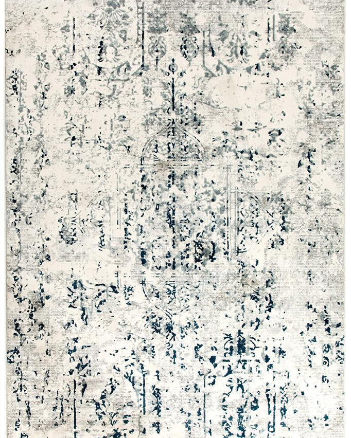 Kendra Farah Distressed Contemporary Rug White Blue Grey
