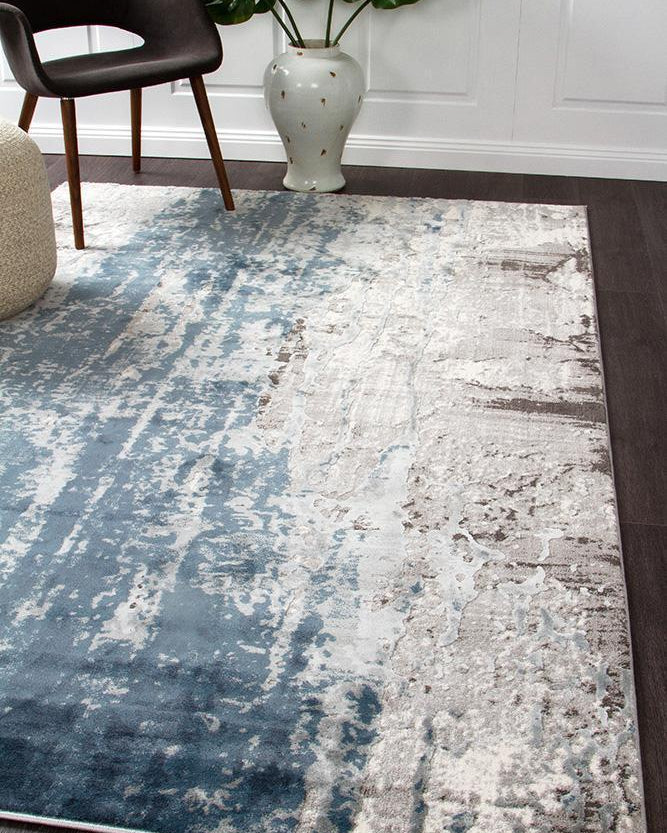 Kendra Roxana Distressed Timeless Rug Blue Grey White