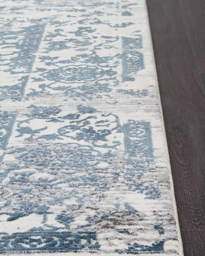 Kendra Yasmin Distressed Transitional Rug White Blue Grey