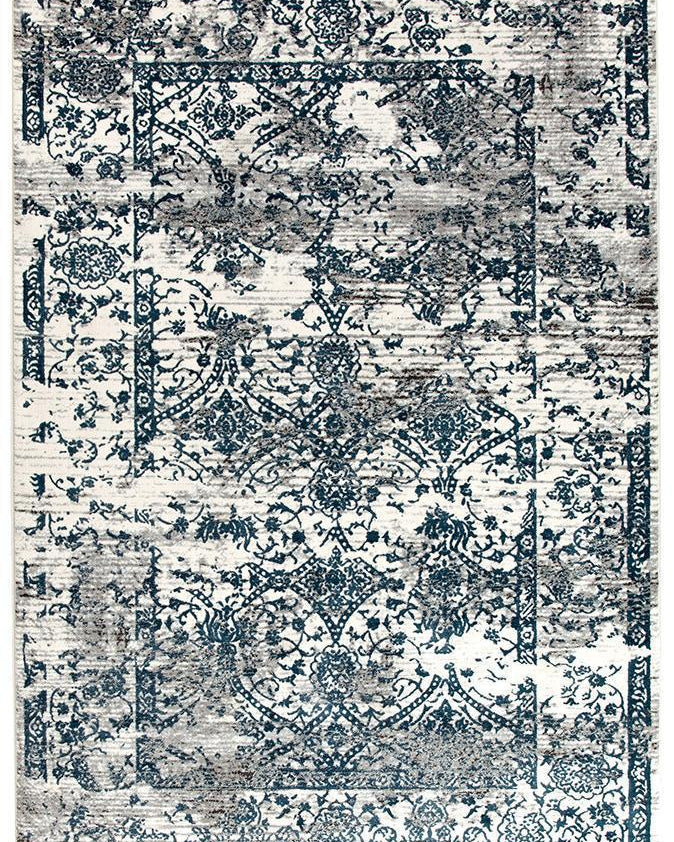 Kendra Yasmin Distressed Transitional Rug White Blue Grey
