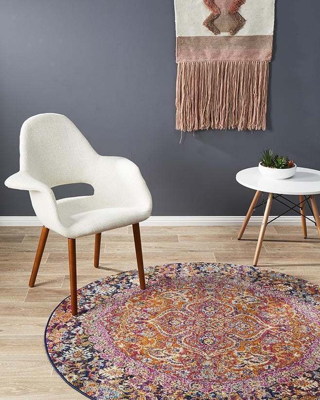 Museum Preston Multi Coloured Round Rug