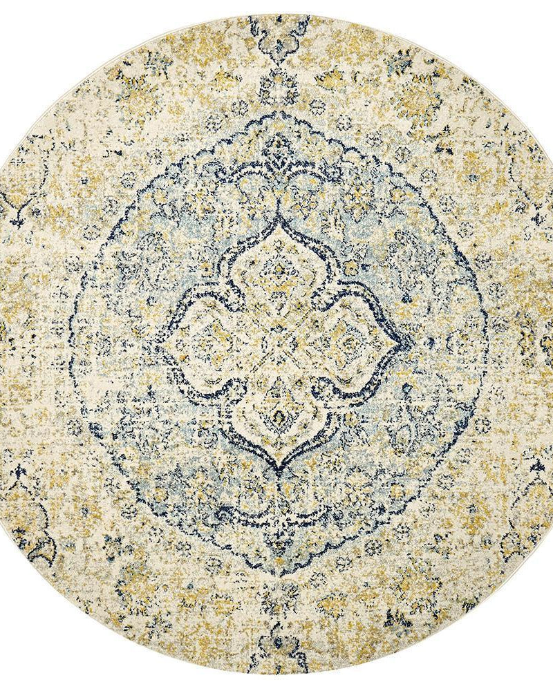Museum Tyler Sky Blue Round Rug
