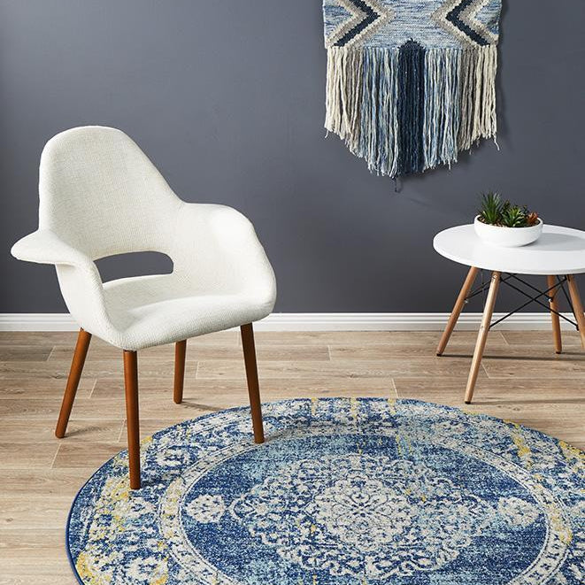 Museum Wilson Navy Round Rug