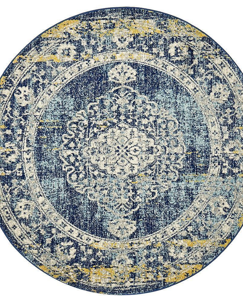 Museum Wilson Navy Round Rug