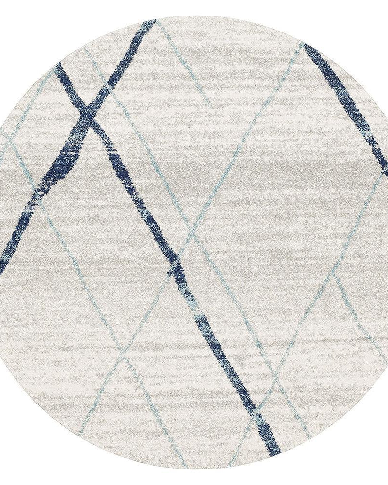 Oasis Noah White Blue Contemporary Round Rug