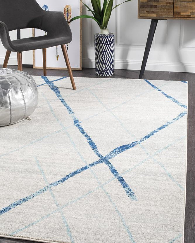 Oasis Noah White Blue Contemporary Rug