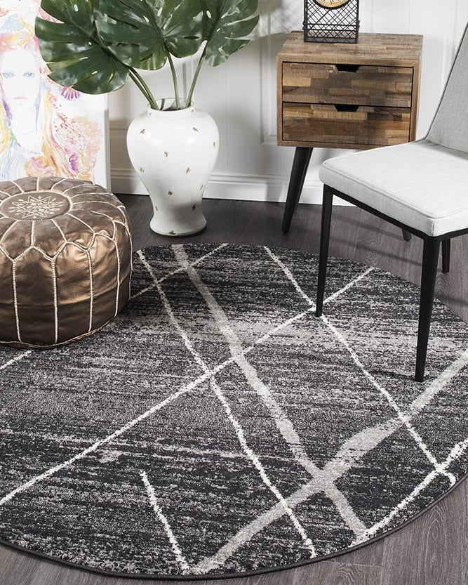 Oasis Noah Charcoal Contemporary Round Rug