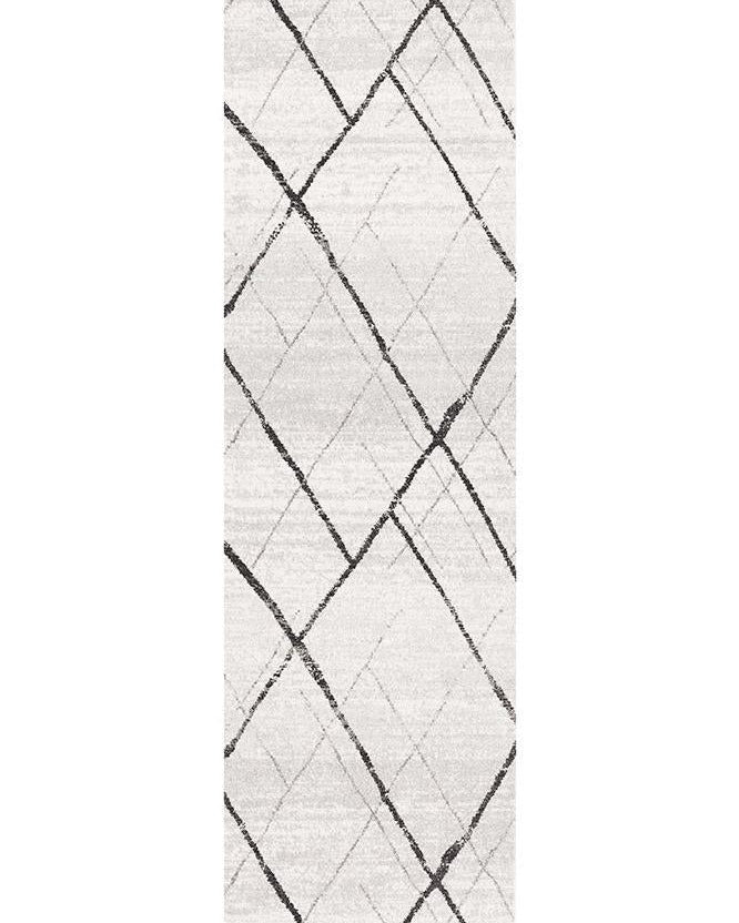 Oasis Noah White Grey Contemporary Runner Rug