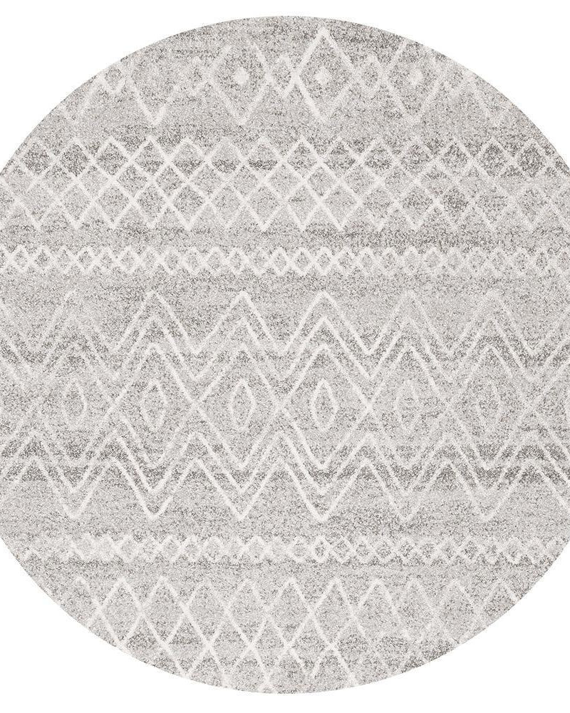 Oasis Nadia Grey Rustic Tribal Round Rug