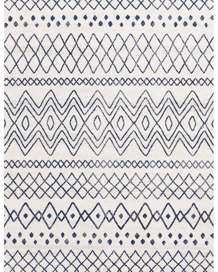 Oasis Nadia White Blue Rustic Tribal Rug