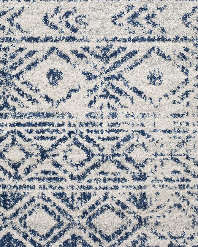 Oasis Ismail White Blue Rustic Rug