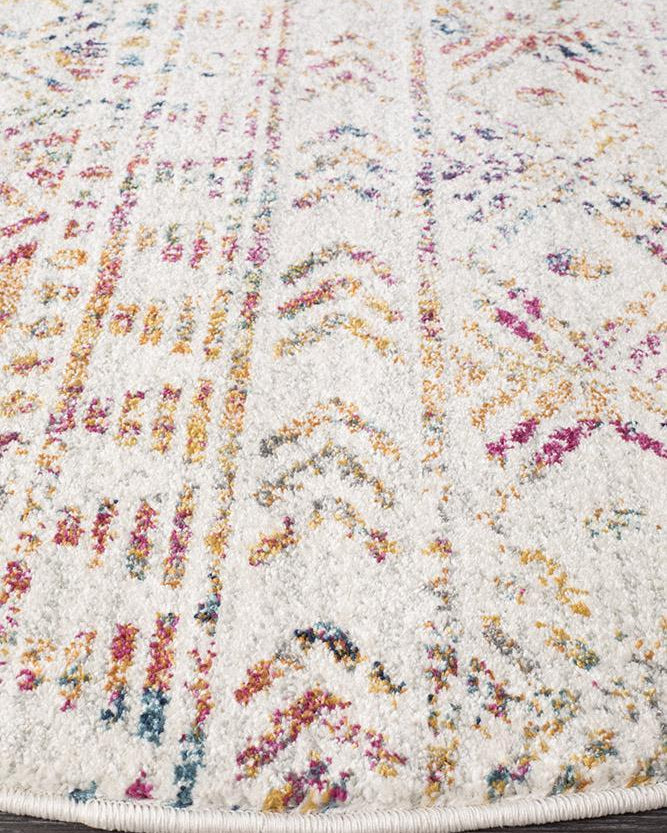 Oasis Ismail Multi Grey Rustic Round Rug