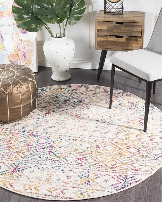 Oasis Ismail Multi Grey Rustic Round Rug