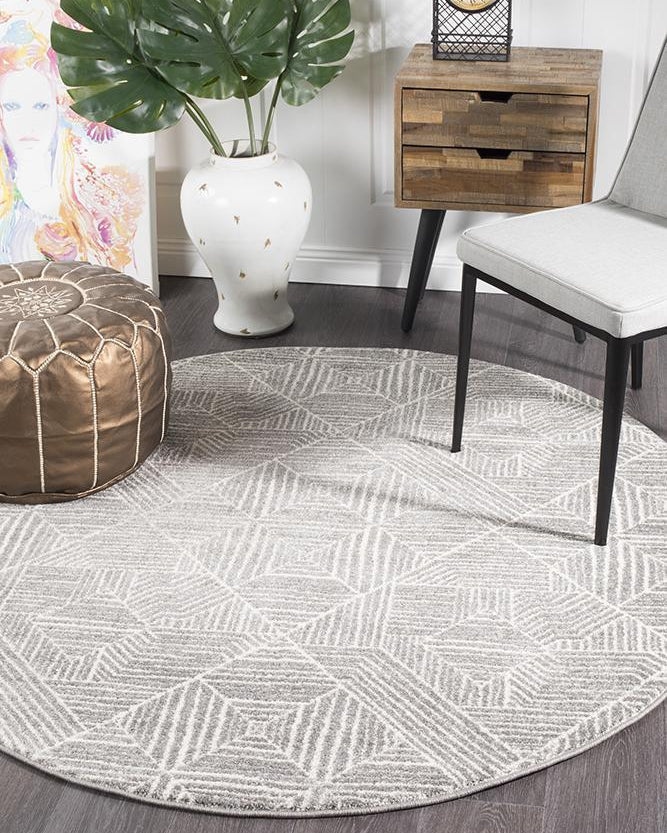 Oasis Kenza Contemporary Silver Round Rug