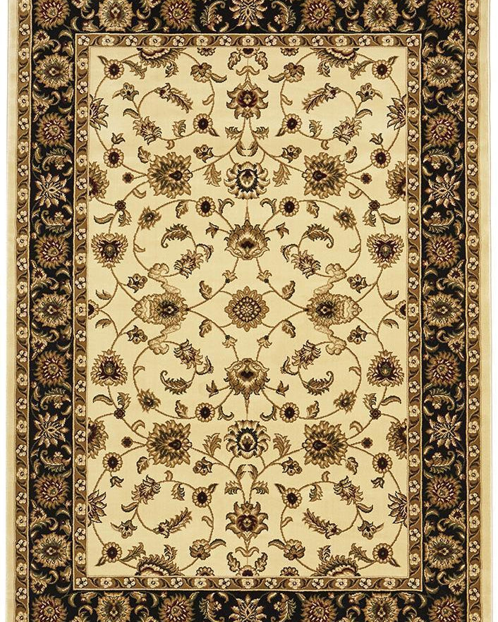 Sydney Collection Classic Rug Ivory With Black Border