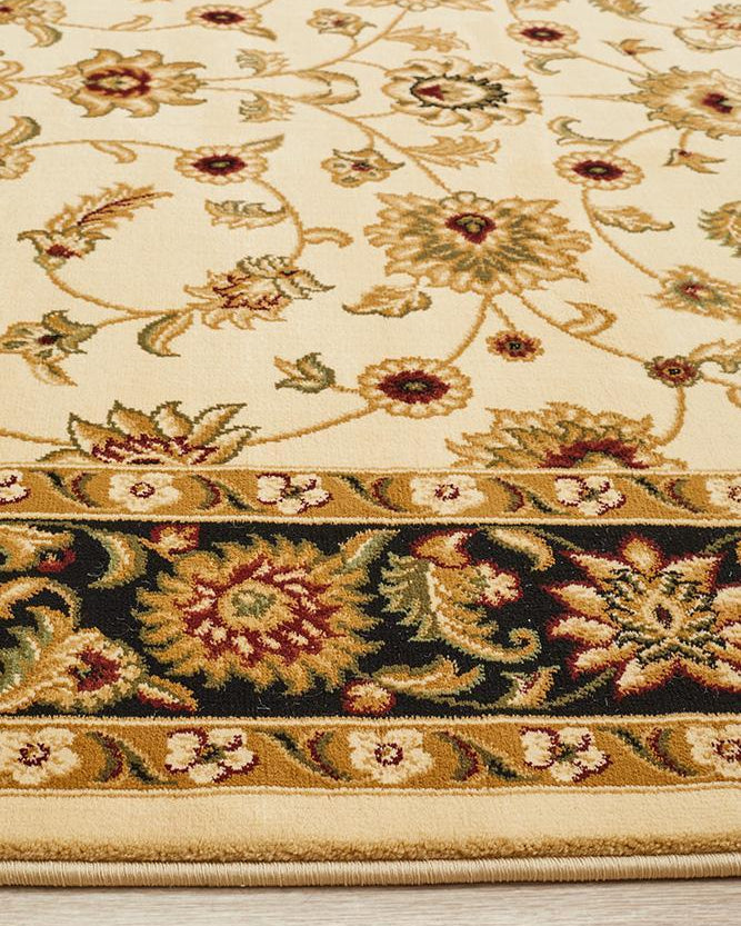 Sydney Collection Classic Rug Ivory With Black Border