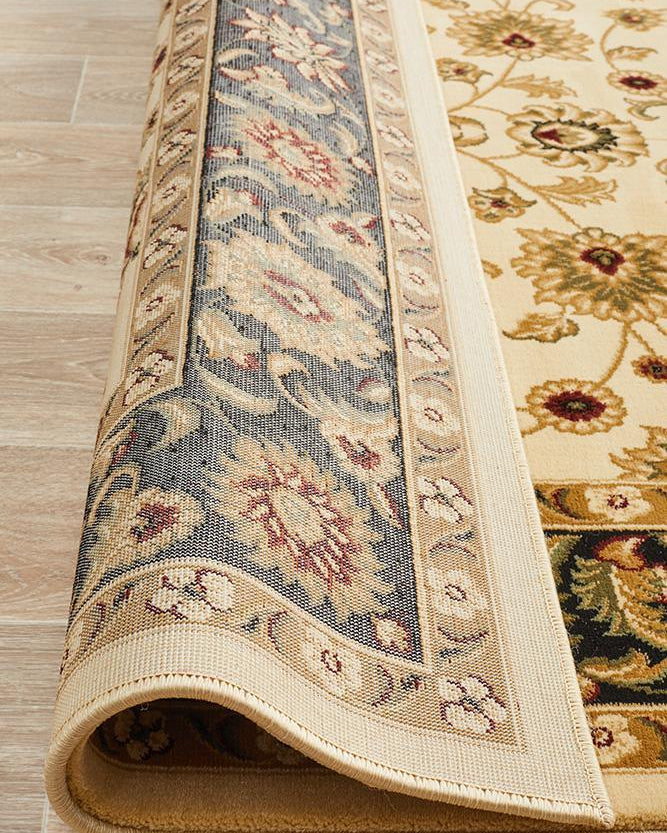Sydney Collection Classic Rug Ivory With Black Border