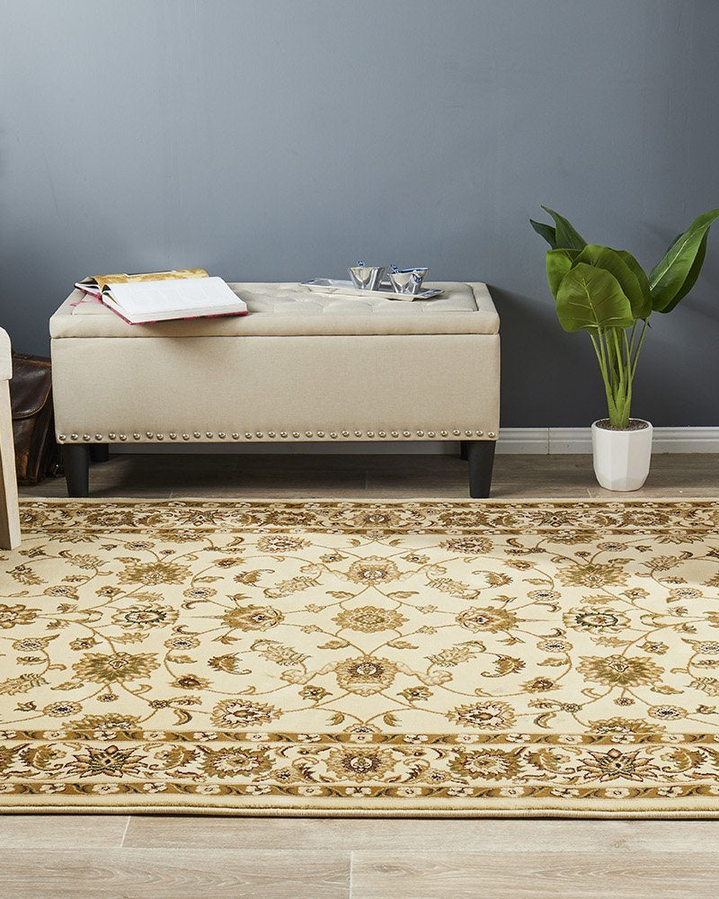 Sydney Collection Classic Rug Ivory With Ivory Border