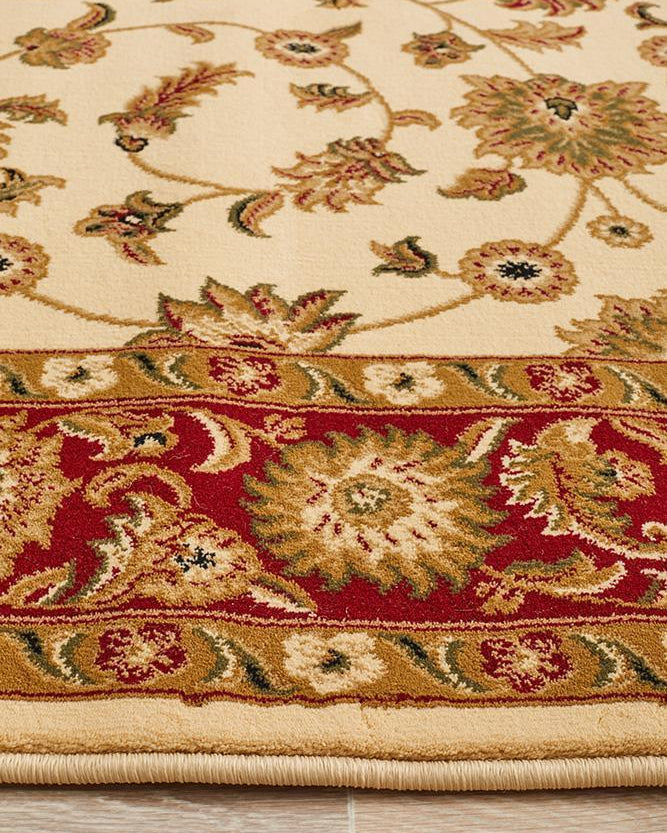 Sydney Collection Classic Rug Ivory With Red Border