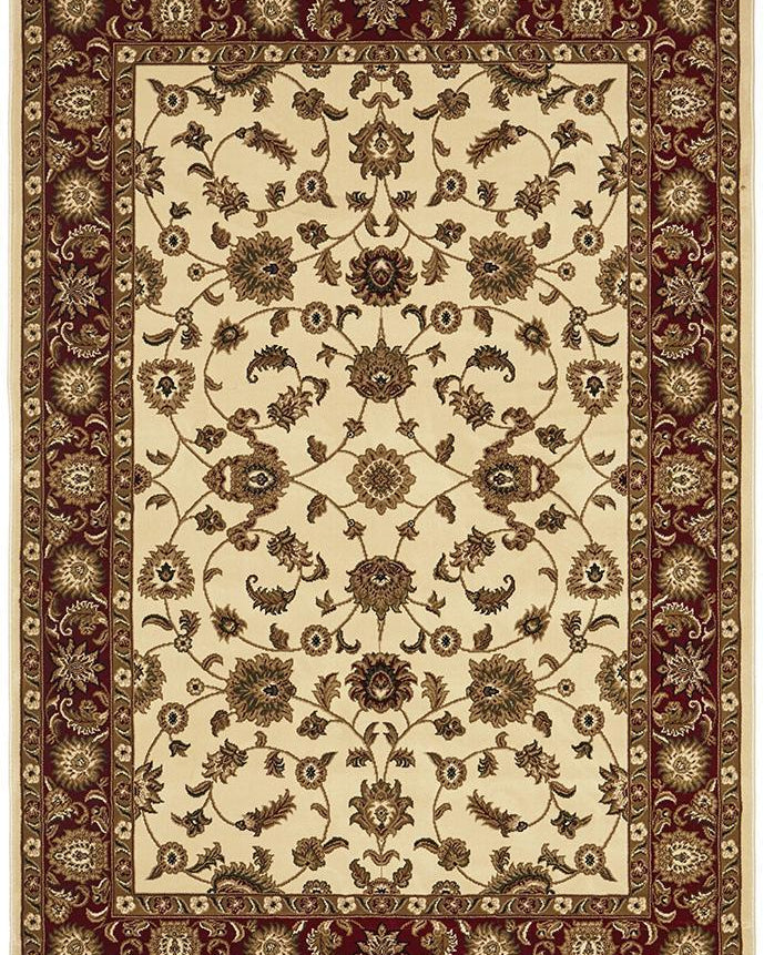 Sydney Collection Classic Rug Ivory With Red Border