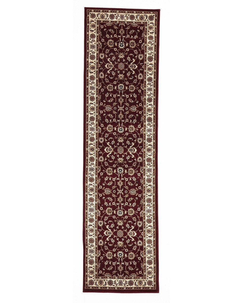 Sydney Collection Classic Rug Red With Ivory Border