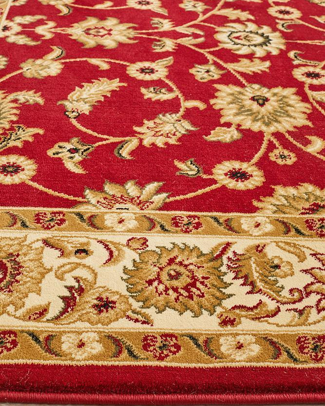 Sydney Collection Classic Rug Red With Ivory Border