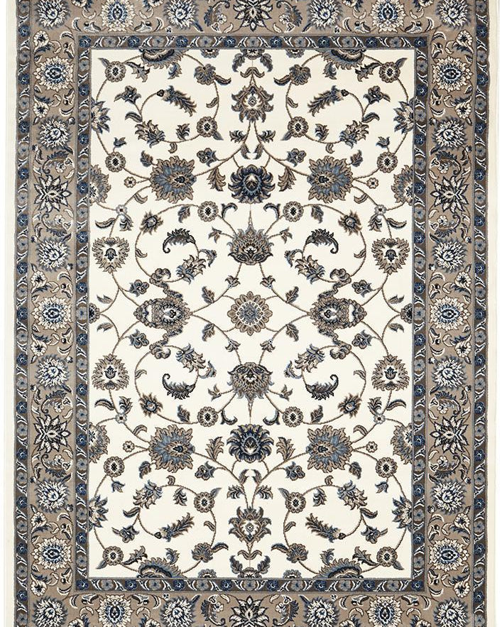 Sydney Collection Classic Rug White With Beige Border