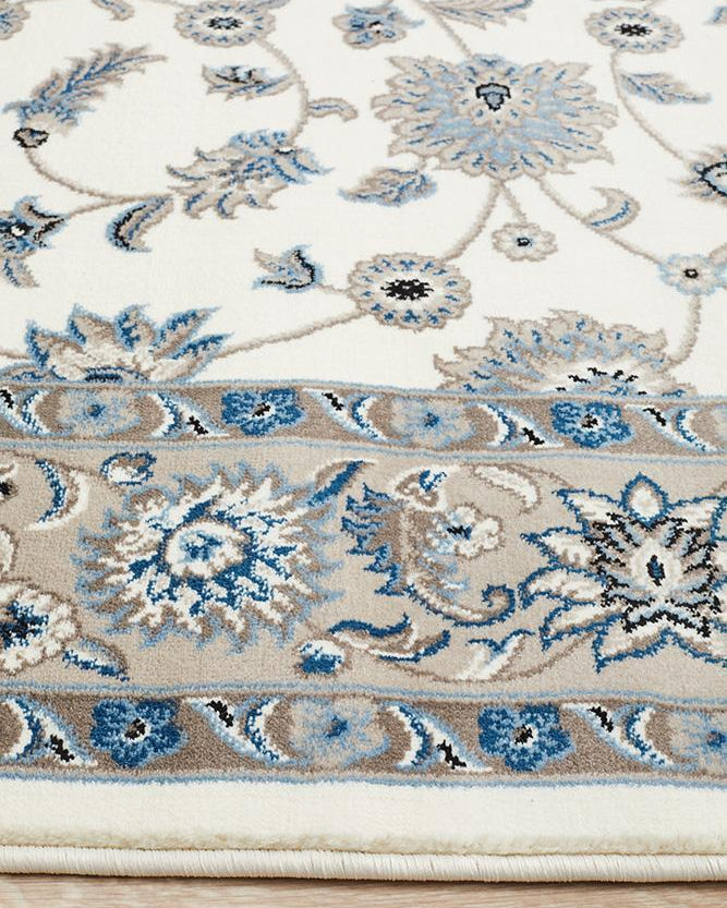 Sydney Collection Classic Rug White With Beige Border