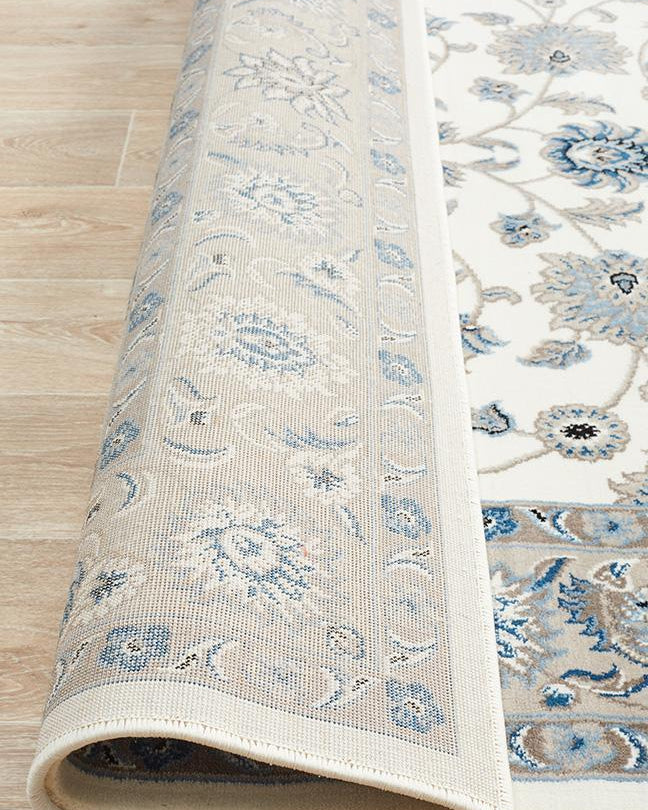 Sydney Collection Classic Rug White With Beige Border