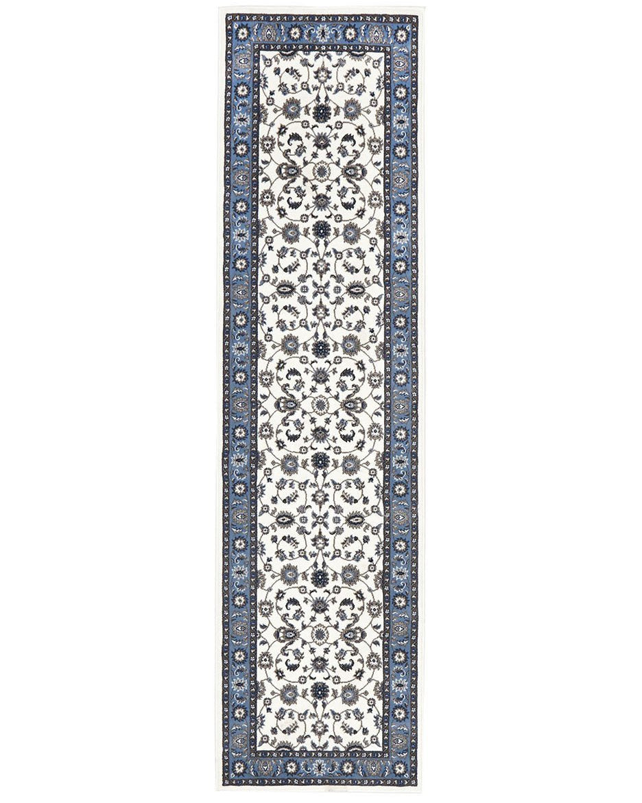 Sydney Collection Classic Rug White With Blue Border