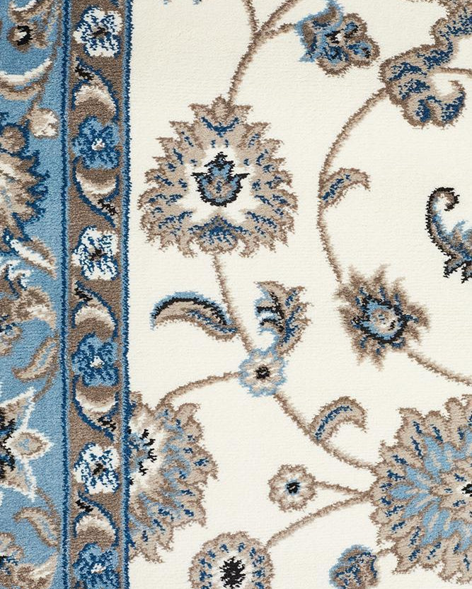 Sydney Collection Classic Rug White With Blue Border