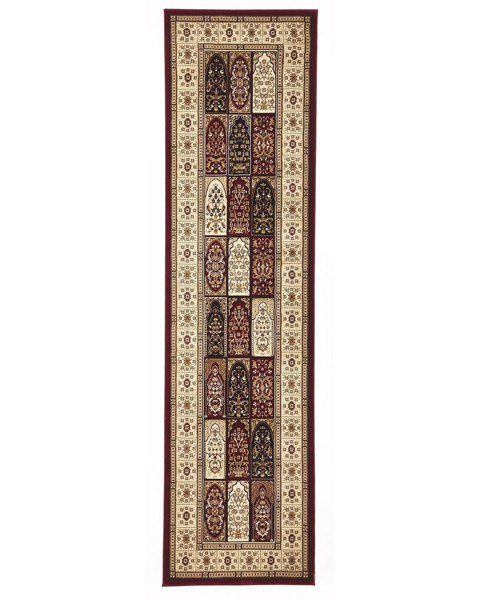Sydney Collection Traditional Panel Pattern Rug Burgundy