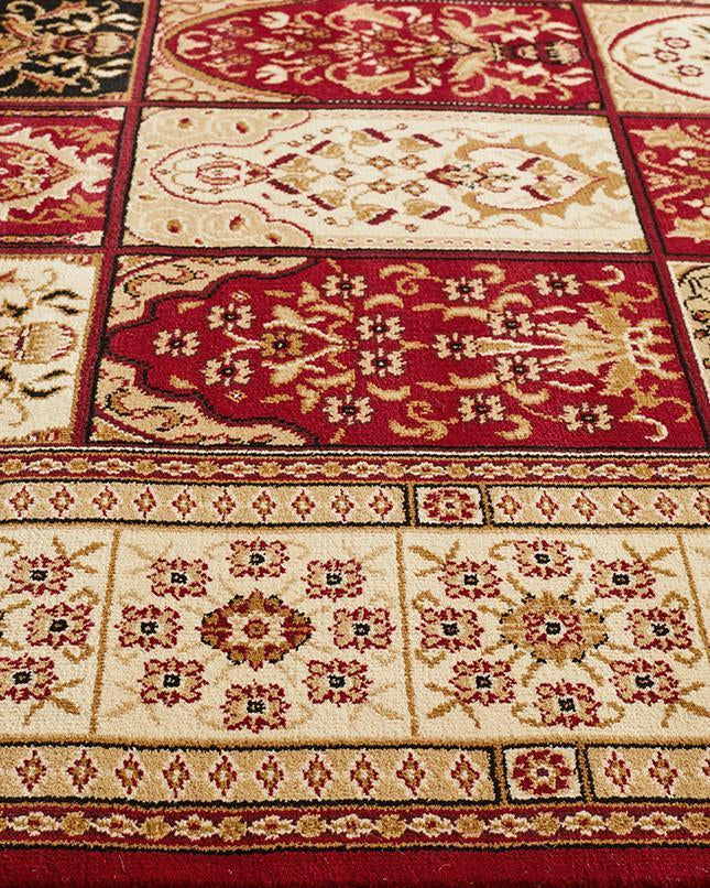 Sydney Collection Traditional Panel Pattern Rug Burgundy