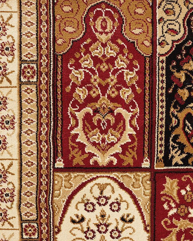 Sydney Collection Traditional Panel Pattern Rug Burgundy