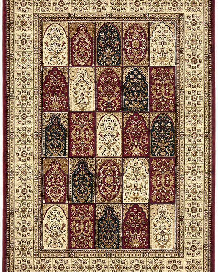 Sydney Collection Traditional Panel Pattern Rug Burgundy