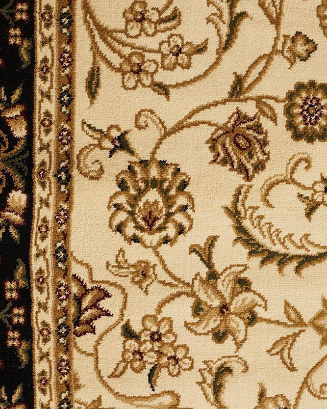 Sydney Collection Medallion Rug Ivory With Black Border