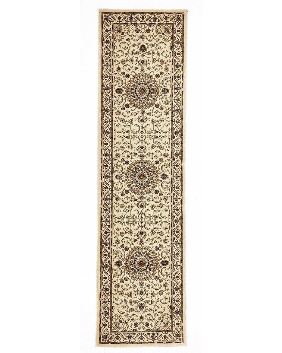 Sydney Collection Medallion Rug Ivory With Ivory Border