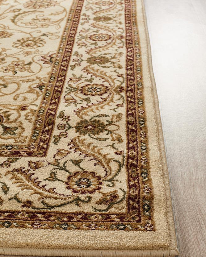 Sydney Collection Medallion Rug Ivory With Ivory Border