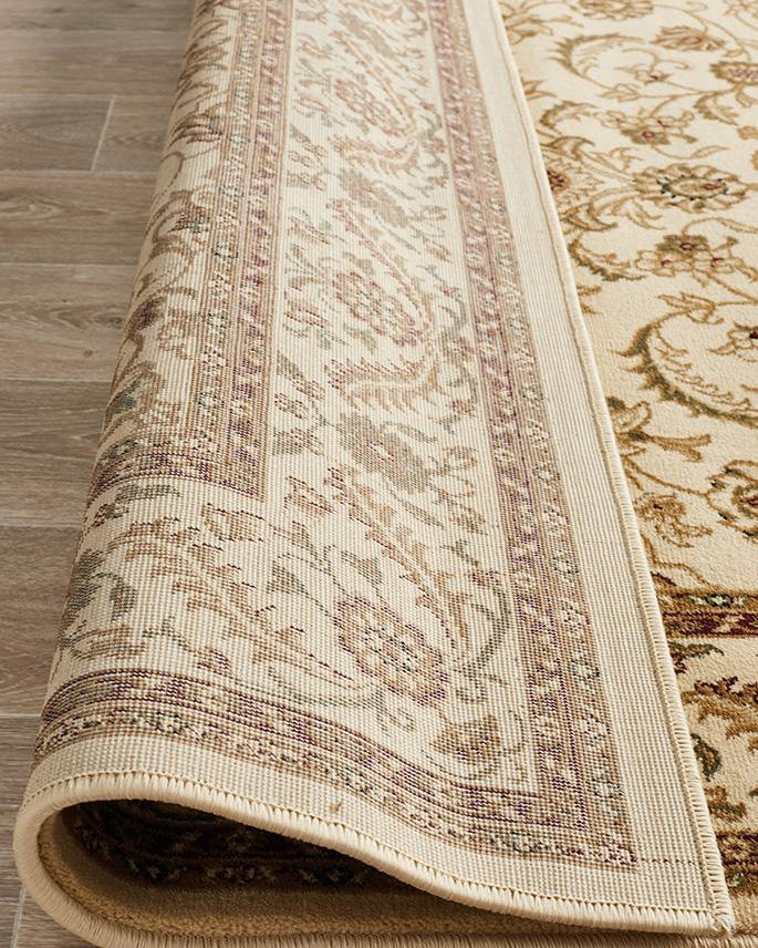 Sydney Collection Medallion Rug Ivory With Ivory Border