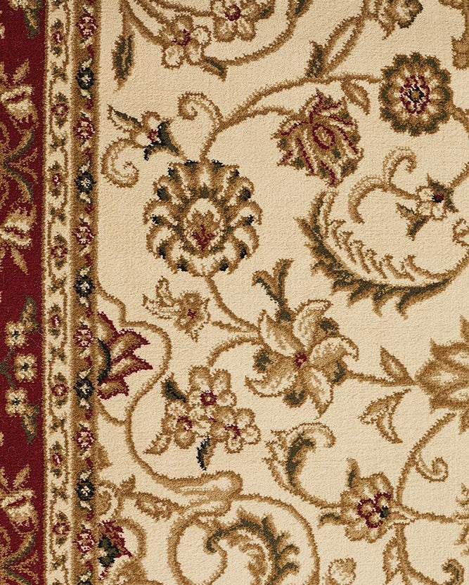 Sydney Collection Medallion Rug Ivory With Red Border