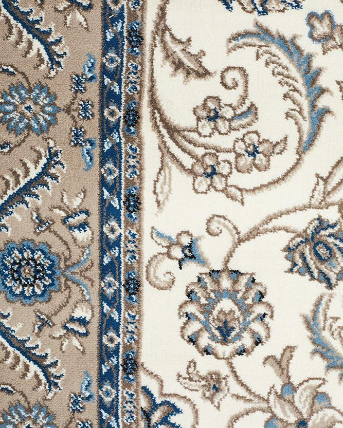 Sydney Collection Medallion Rug White With Beige Border