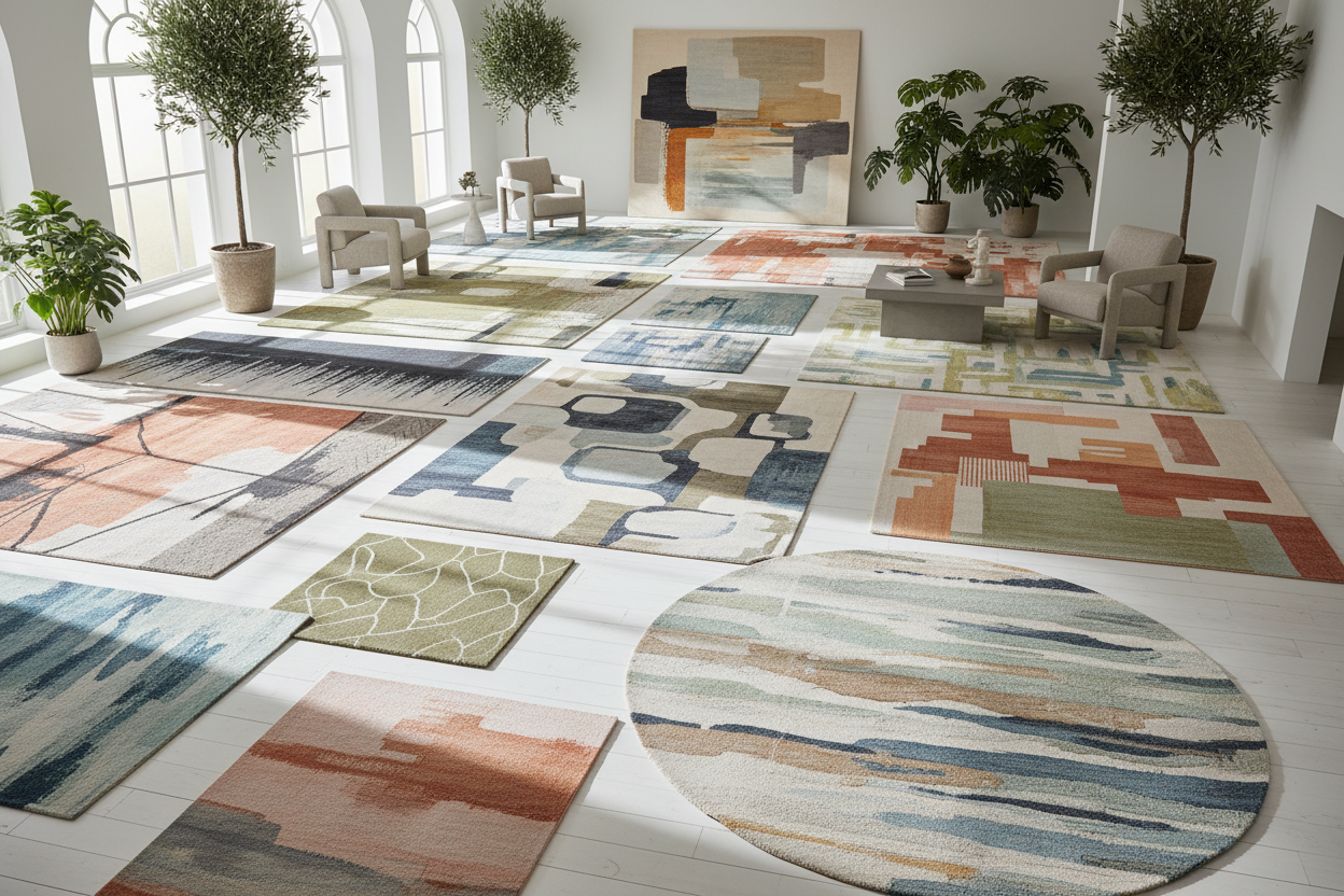 a picture of a large rug collection make it look amaxing