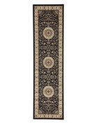 Sydney Collection Medallion Rug Black With Ivory Border