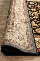Sydney Collection Medallion Rug Black With Ivory Border